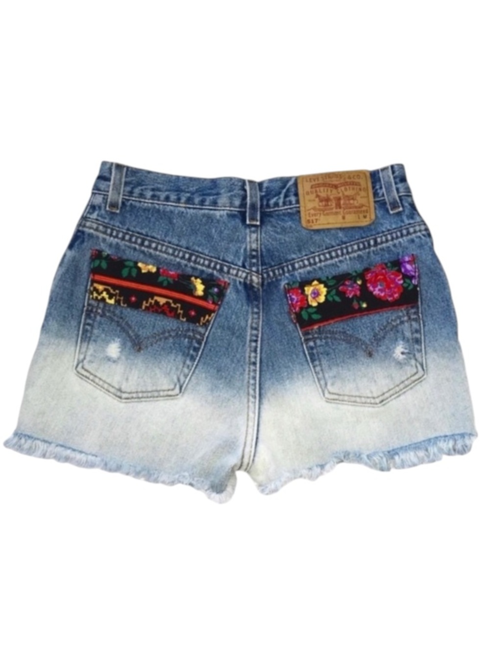 new LF Furst of a Kind ✿ Levi's® 517’s® Floral Trim Cut Off Denim Jeans Short ✿ - Picture 4 of 16